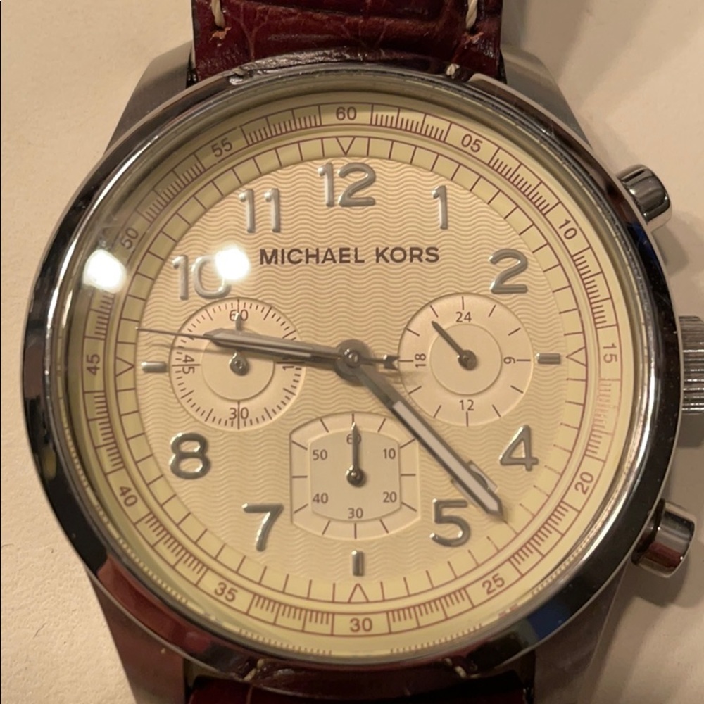 Michael Kors brown leather band 45mm watch.